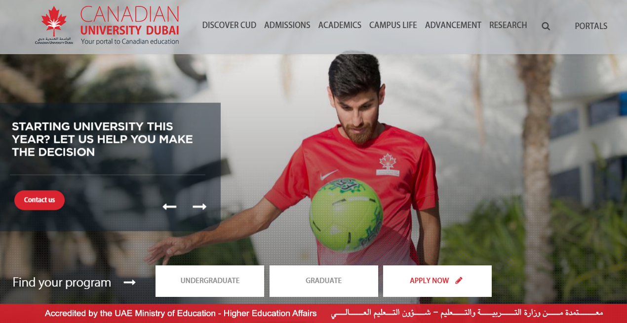 Canadian University Dubai Homepage.png